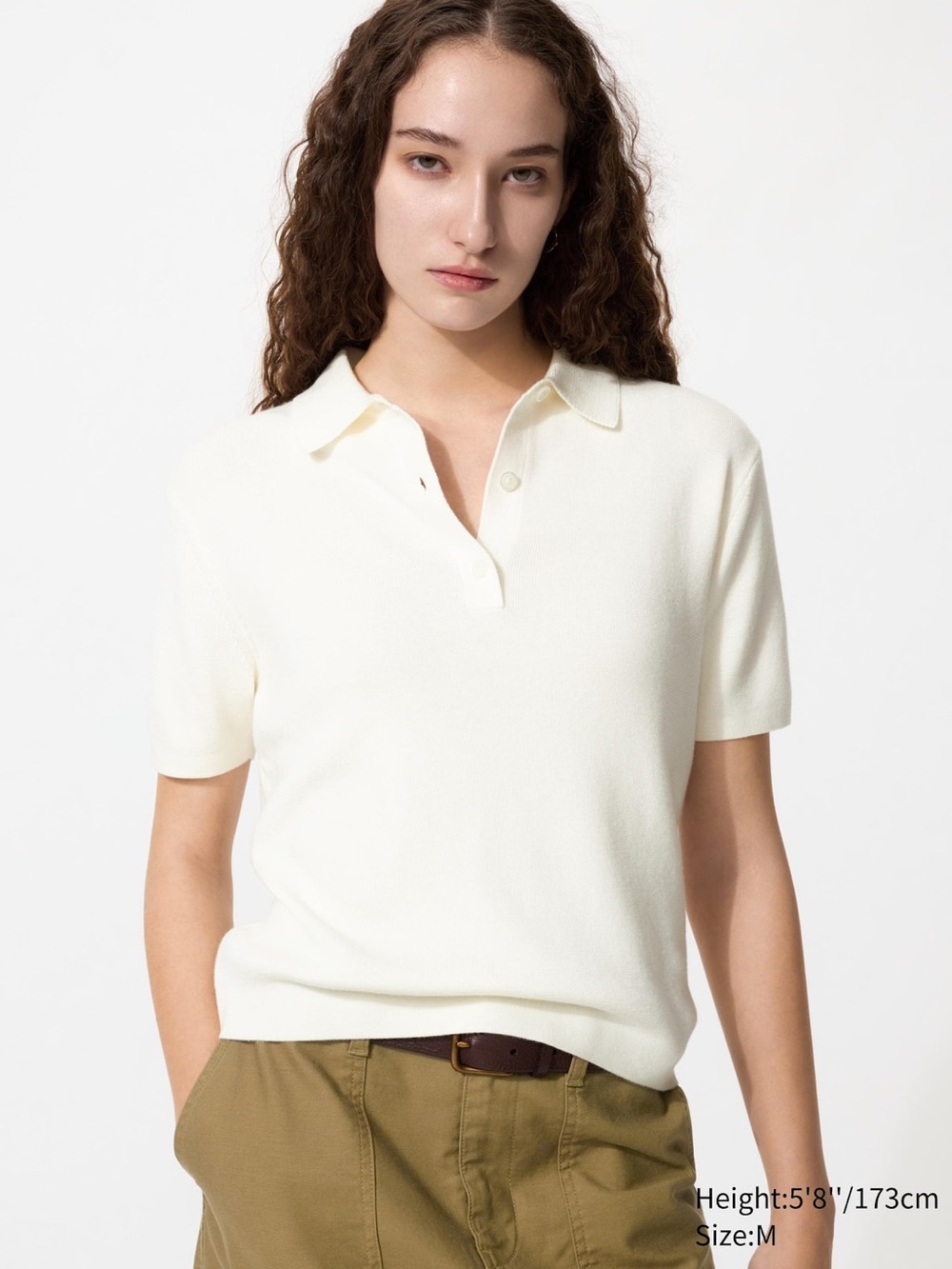 UNIQLO polo short sleeve sweater off white small